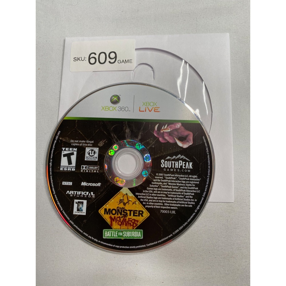 Monster Madness Battle for Suburbia Microsoft Xbox 360